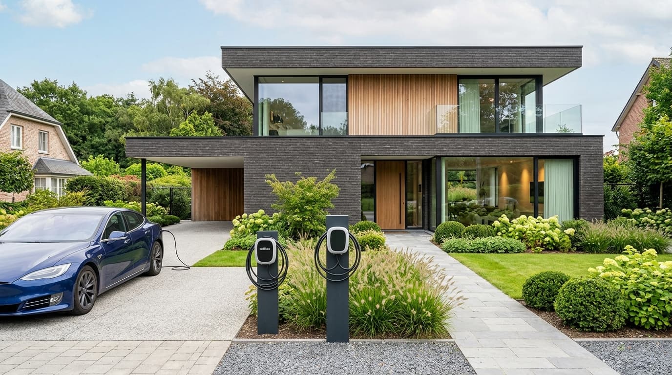 Maison belge contemporaine rénovée : Borne de recharge à domicile