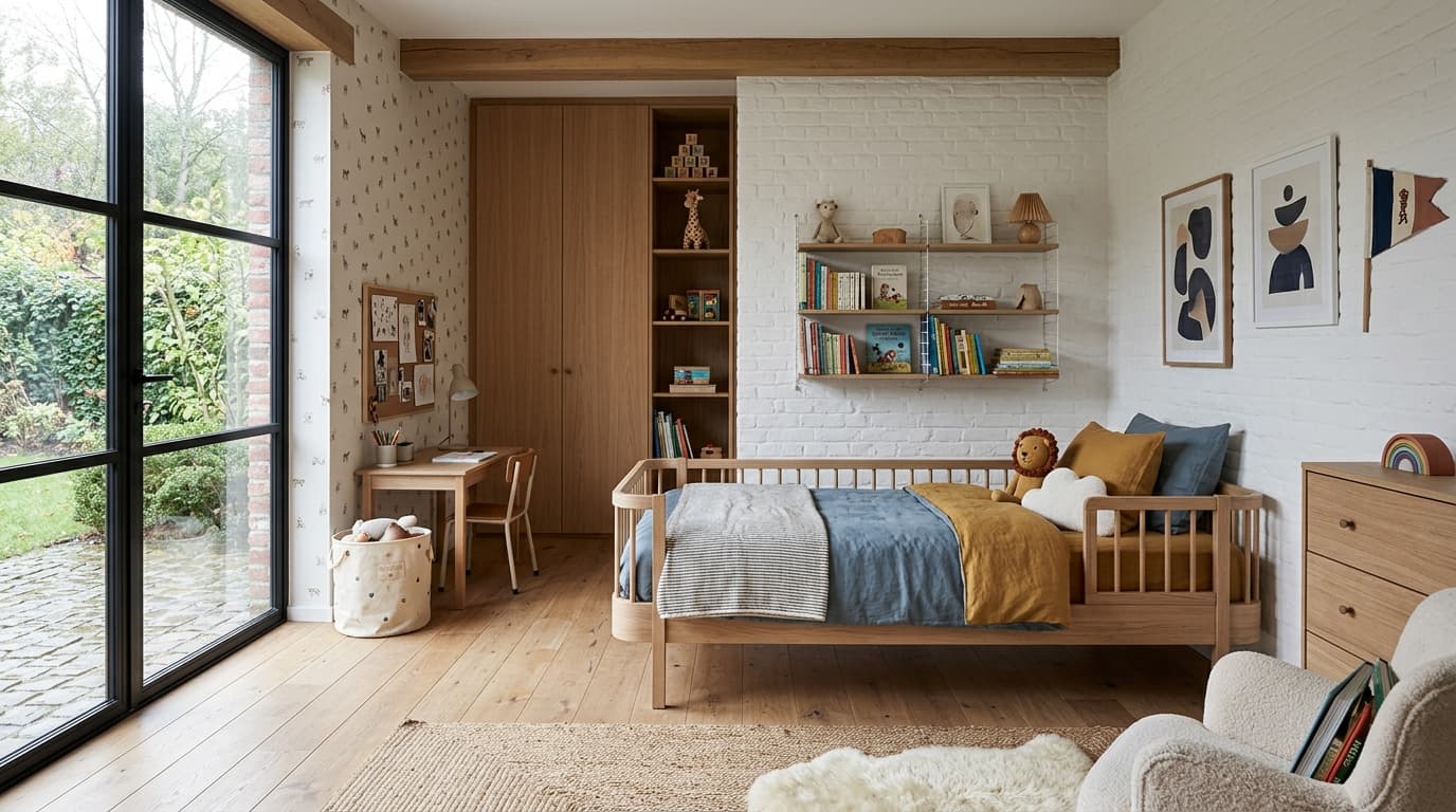 Intérieur contemporain rénové : Chambre d'enfant évolutive