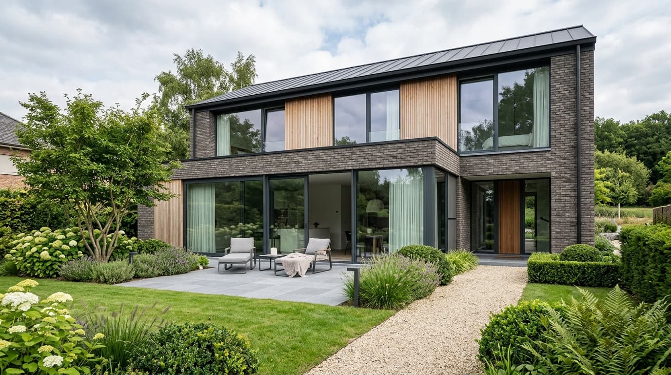 Maison belge contemporaine rénovée : Châssis alu à rupture de pont thermique