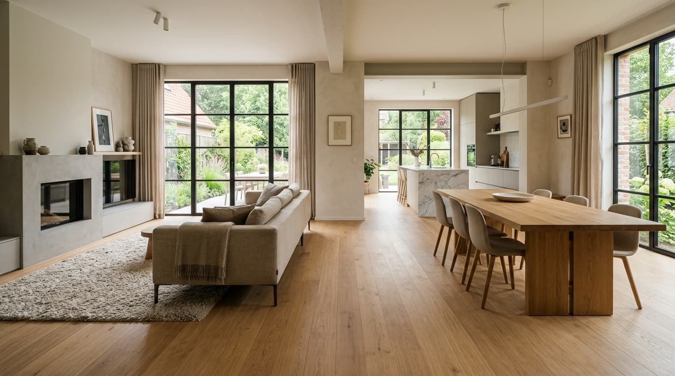 Intérieur contemporain rénové : Chauffage par le sol à sec