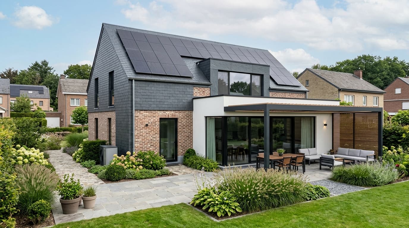 Maison belge contemporaine rénovée : Exigence de 35 % d'énergie renouvelable