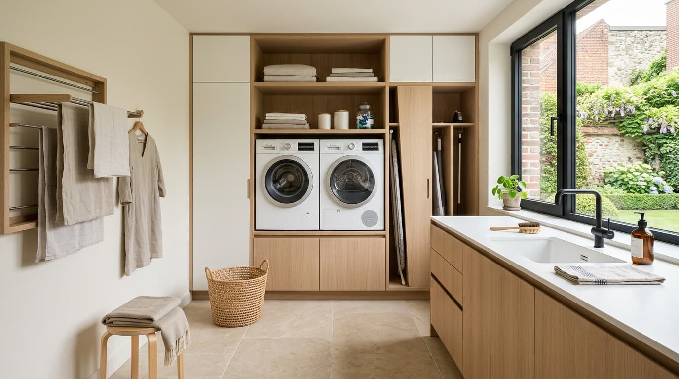 Intérieur contemporain rénové : La buanderie sur mesure