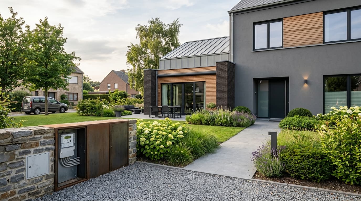 Maison belge contemporaine rénovée : Compteur intelligent et rénovation électrique
