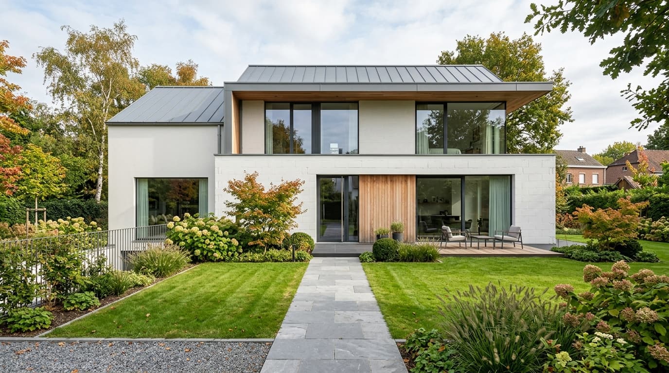 Maison belge contemporaine rénovée : Béton cellulaire en rénovation