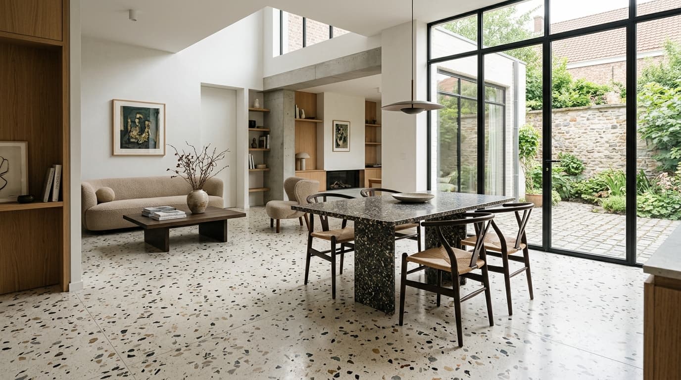 Intérieur contemporain rénové : Le grand retour du terrazzo