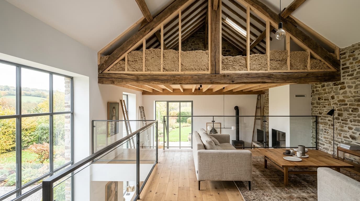 Intérieur contemporain rénové : Isolants biosourcés en vrac