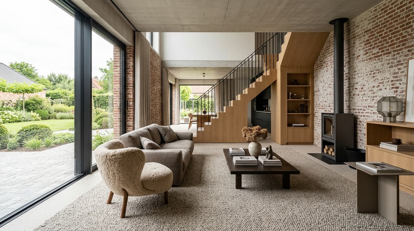 Intérieur contemporain rénové : Moquette bouclée haut de gamme