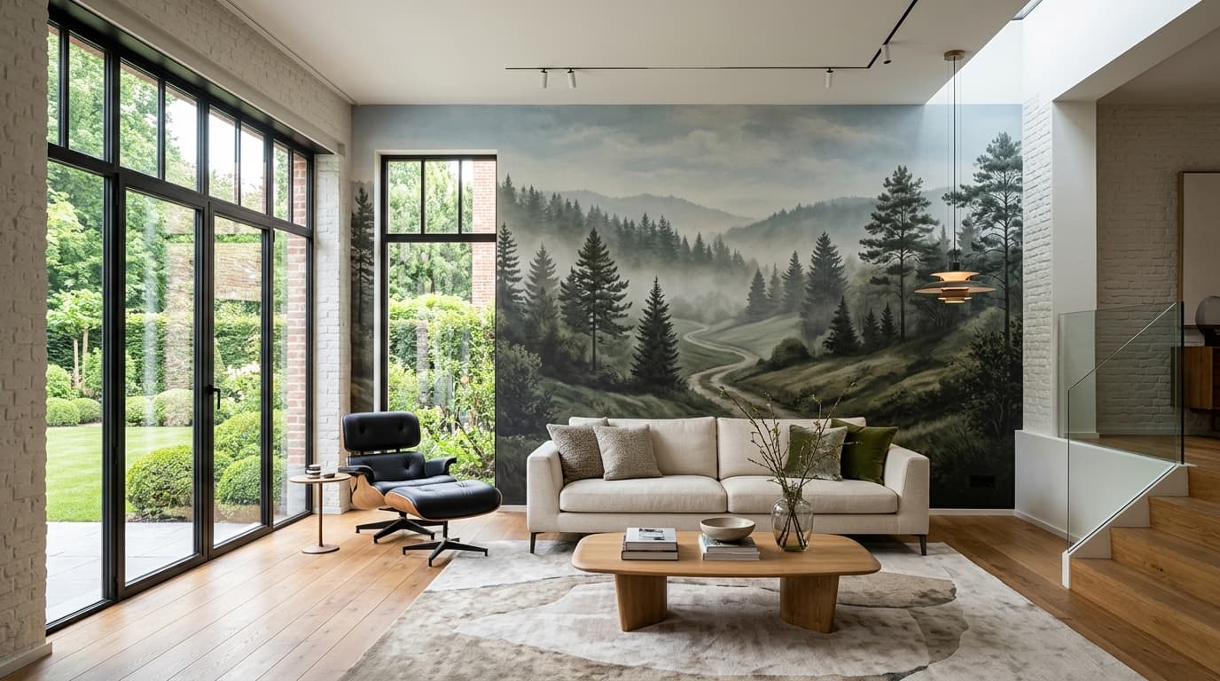 Intérieur contemporain rénové : Papiers peints panoramiques XXL