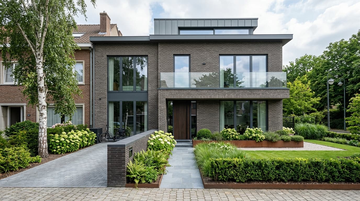 Maison belge contemporaine rénovée : Permis d'urbanisme simplifié à Bruxelles