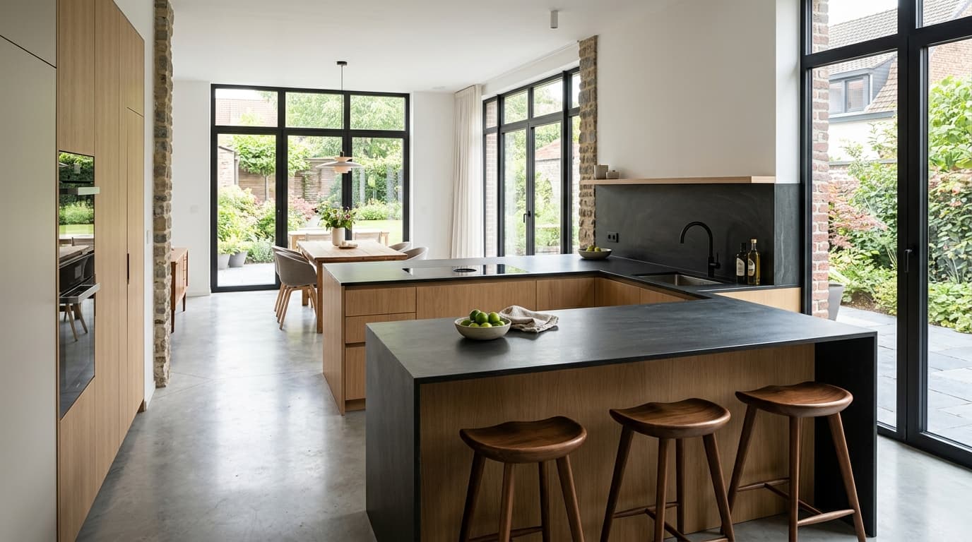 Intérieur contemporain rénové : Plans de travail en Dekton ou céramique
