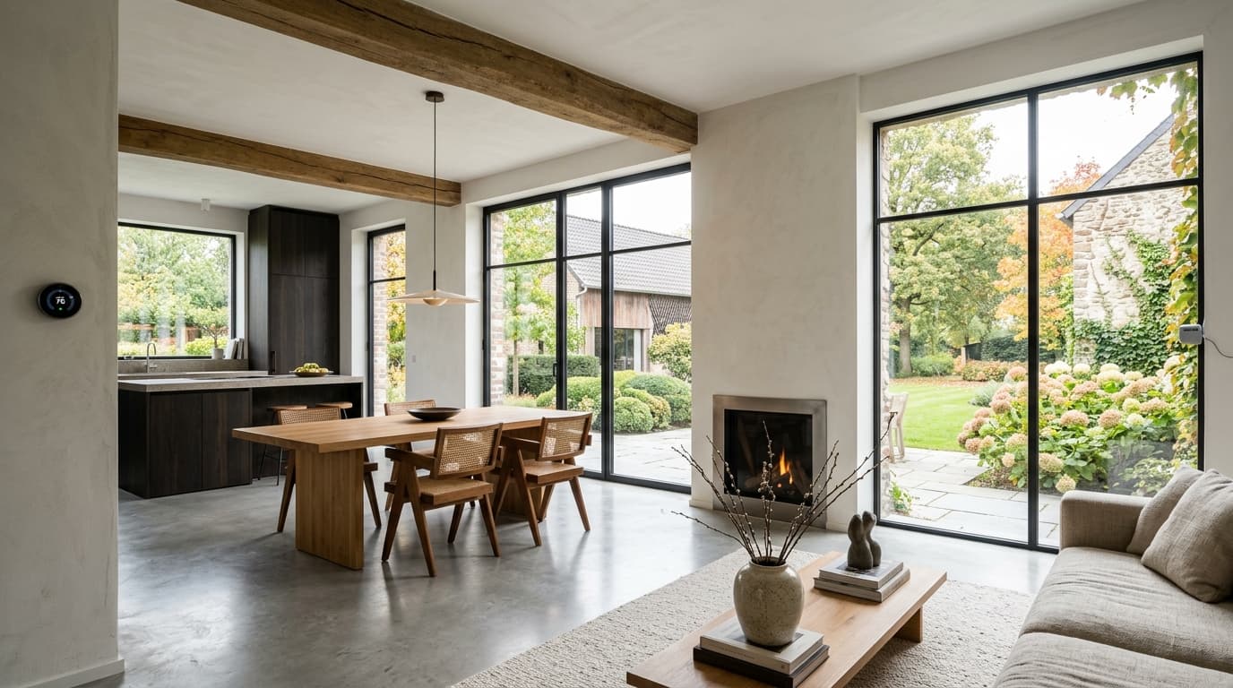 Intérieur contemporain rénové : Régulation climatique avec sonde extérieure