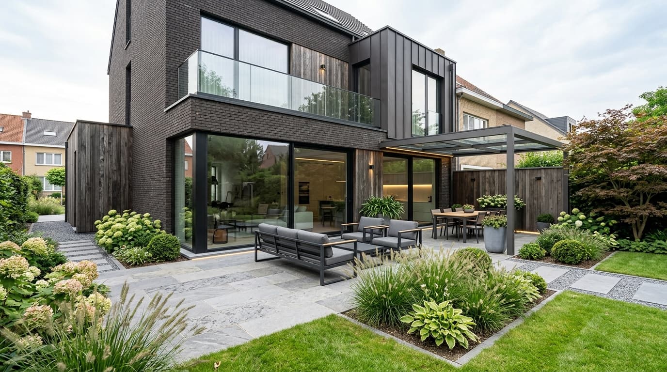 Maison belge contemporaine rénovée : Rénover une terrasse en ville