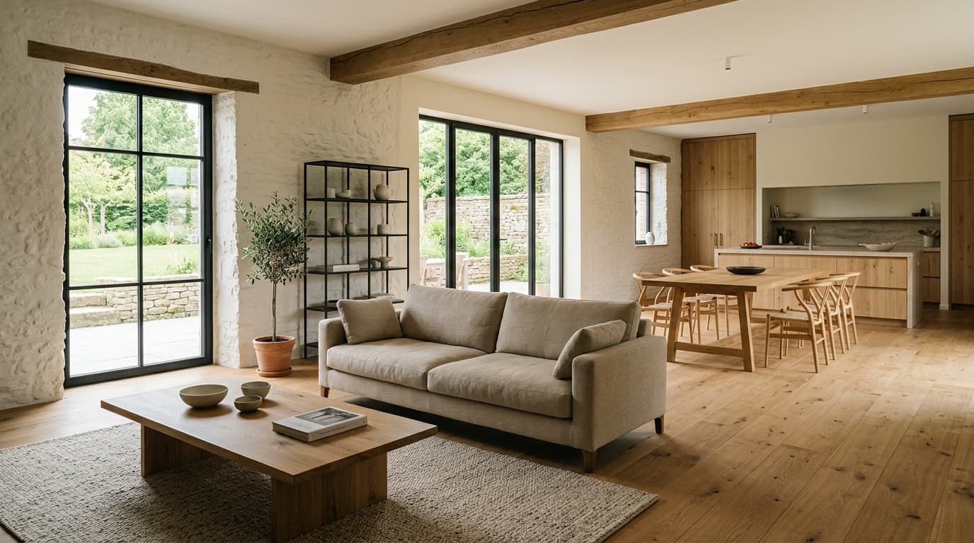 Intérieur contemporain rénové : Vernis et huiles éco-certifiés