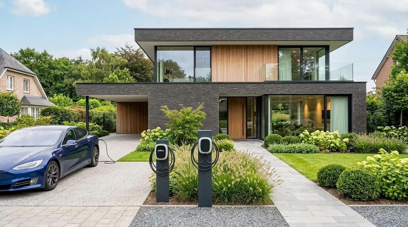 Maison belge contemporaine rénovée : Borne de recharge à domicile