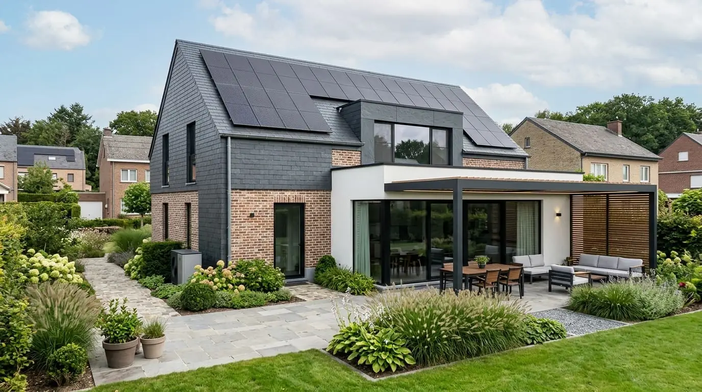 Maison belge contemporaine rénovée : Exigence de 35 % d'énergie renouvelable