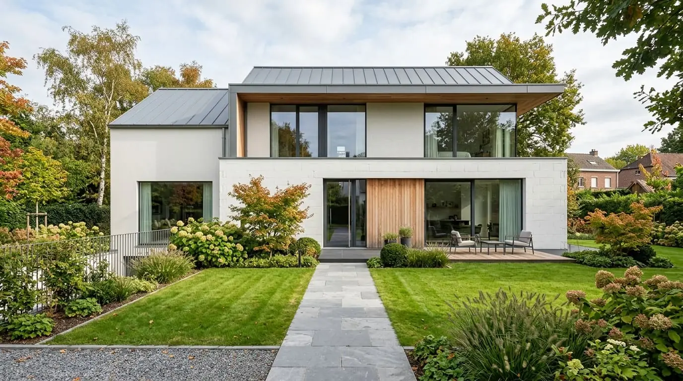 Maison belge contemporaine rénovée, illustration de l'article sur le béton cellulaire