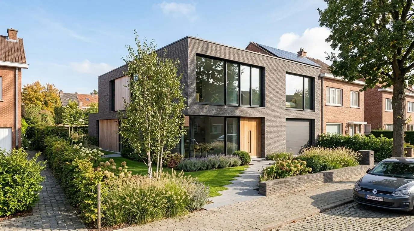 Maison belge contemporaine rénovée, illustration de l'article sur le crédit ECORENO à Bruxelles