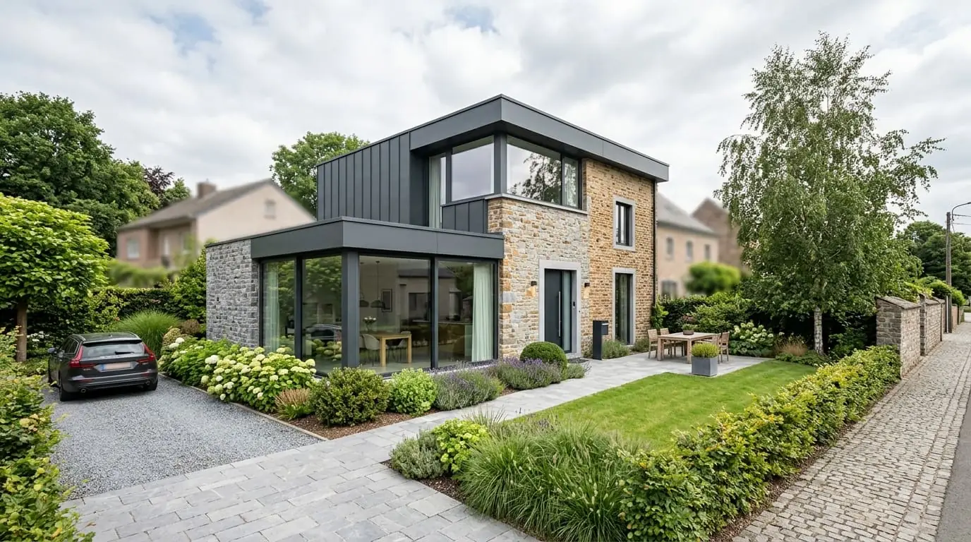 Maison belge contemporaine rénovée : SWCS ou Fonds du Logement
