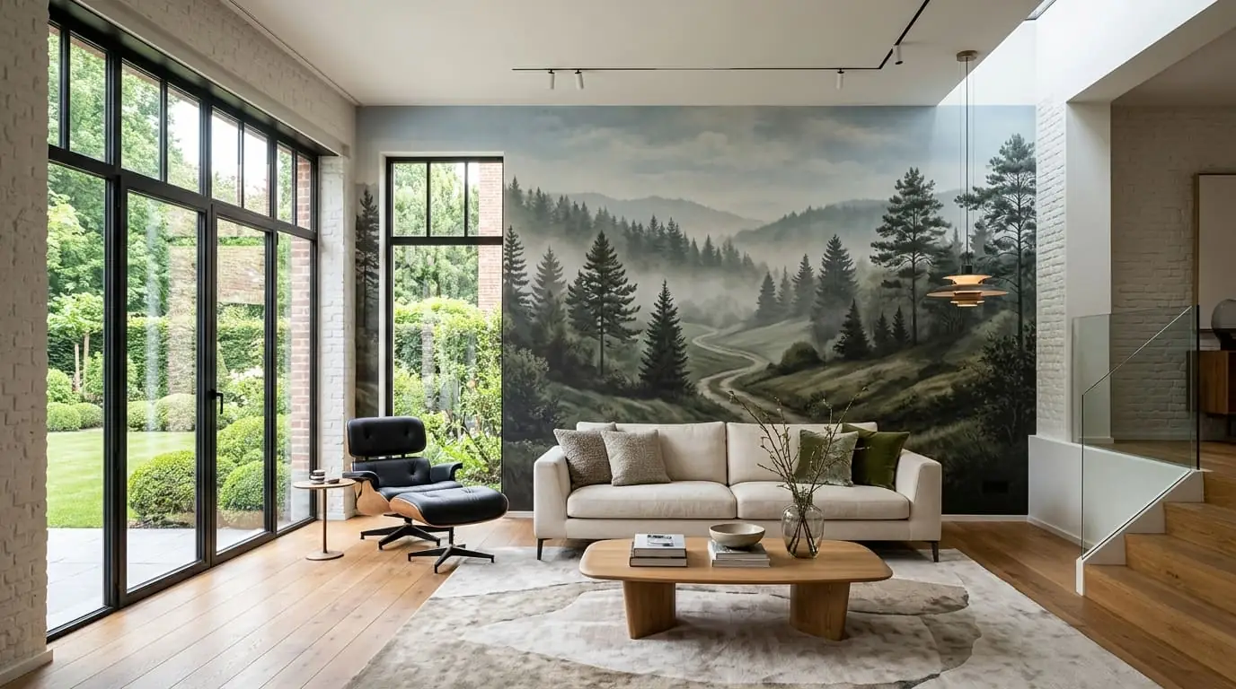 Intérieur contemporain rénové : Papiers peints panoramiques XXL