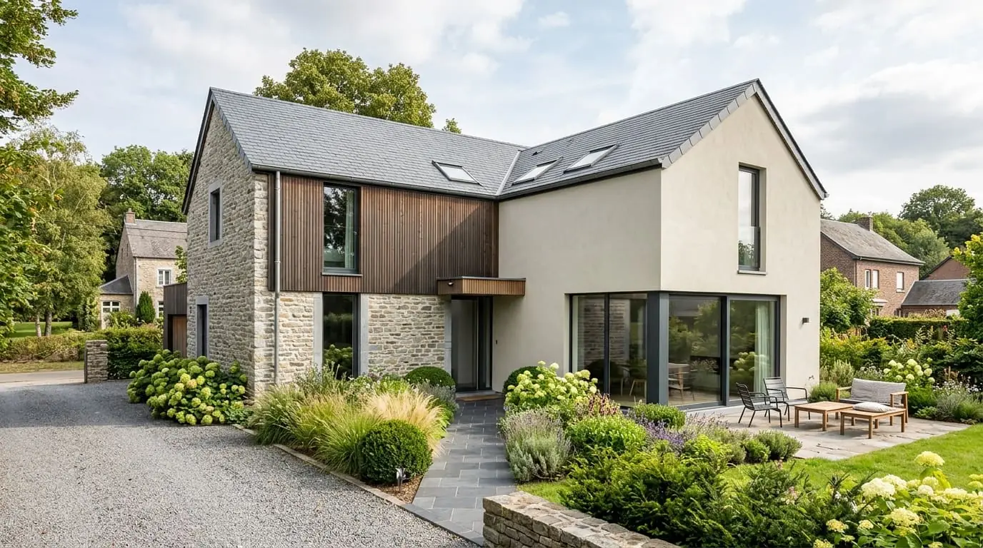 Maison belge contemporaine rénovée : Isolants biosourcés en Wallonie
