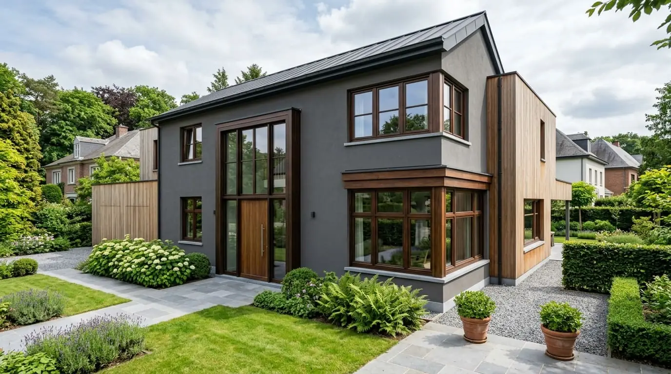 Maison belge contemporaine rénovée : rénover ses châssis en bois d'origine