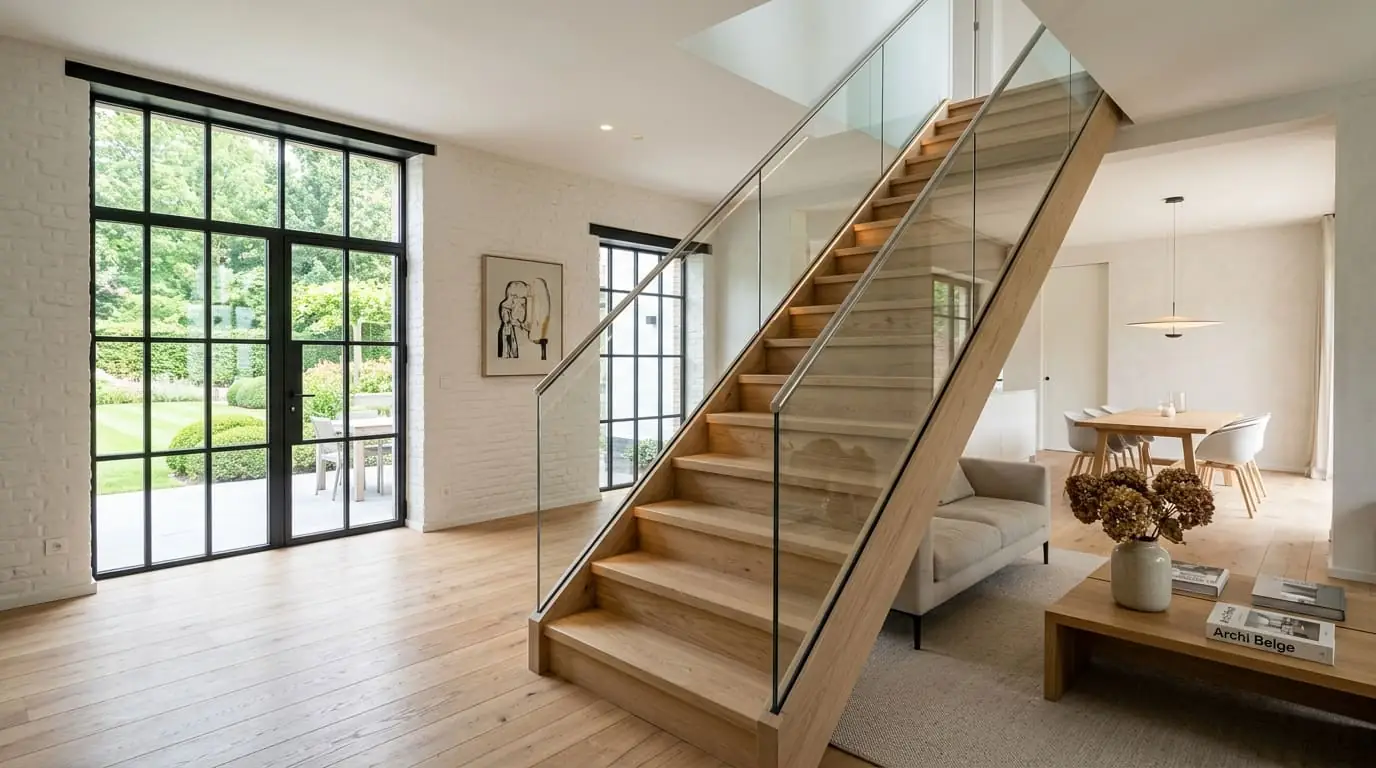 Intérieur contemporain rénové : rénover un escalier en chêne ancien